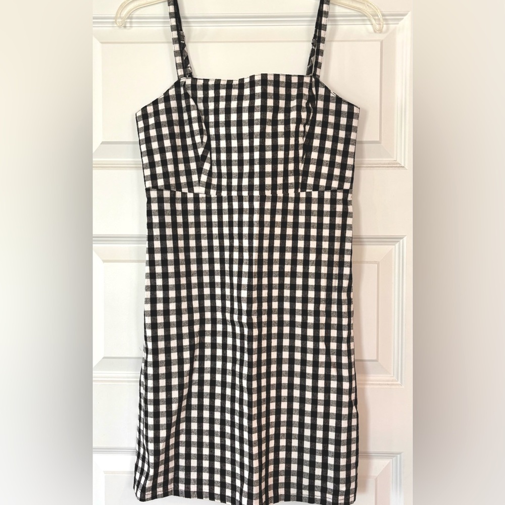 New Black and White Checked Mini Dress Small